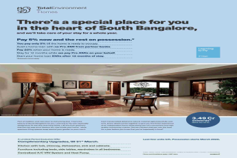 Pay 5% now and the rest on possession at Total Environment Learning To Fly in Bangalore